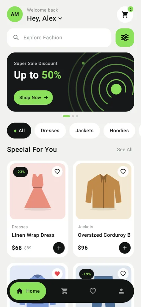 The sample shop app on Android